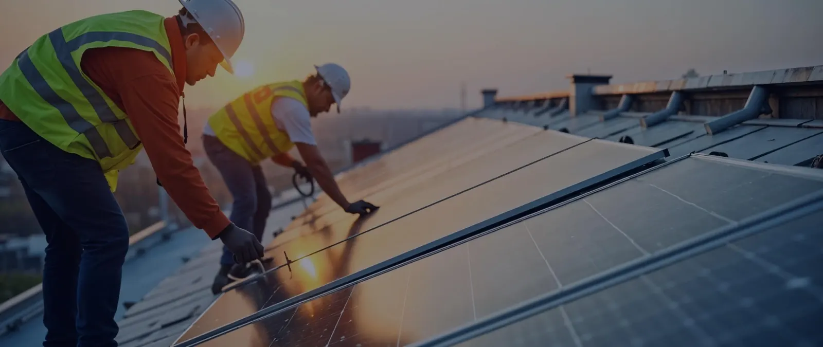Equipe técnica Solcenter realizando manutenção em painéis solares